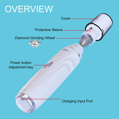 USB Rechargeable Dog Nail Grinder – Quiet 2-Speed Electric Pet Nail Trimmer for Dogs & Cats