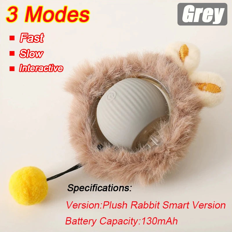 Automatic Rolling Cat Toy Ball – Rechargeable Smart Ball with Faux Tail Mouse Chase Toy for Cats & Small Dogs