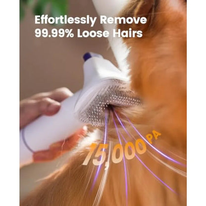 Dog Grooming Vacuum Kit – 15000Pa Pet Hair Grooming System with Shedding Brush, Low-Noise Suction & 1.5L Dust Cup for Thick Coats and Undercoats