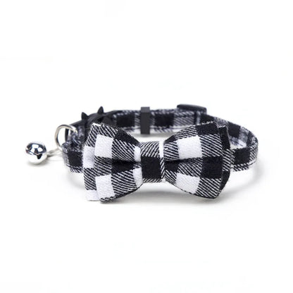 Plaid Breakaway Cat Collar with Bow Tie & Bell – Adjustable Safety Collar for Cats and Kittens