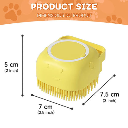 Dog Bathing Brush with Shampoo Dispenser – Soft Silicone Massage Grooming Brush for Dogs & Cats