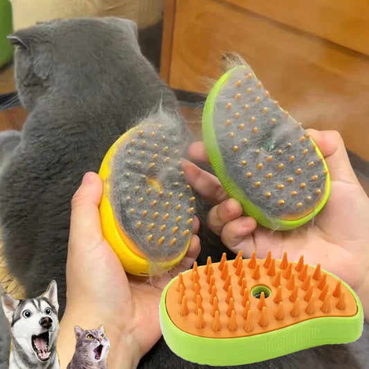 3-in-1 Pet Steam Brush – Electric Spray Grooming, Deshedding & Massage Comb for Cats and Dogs