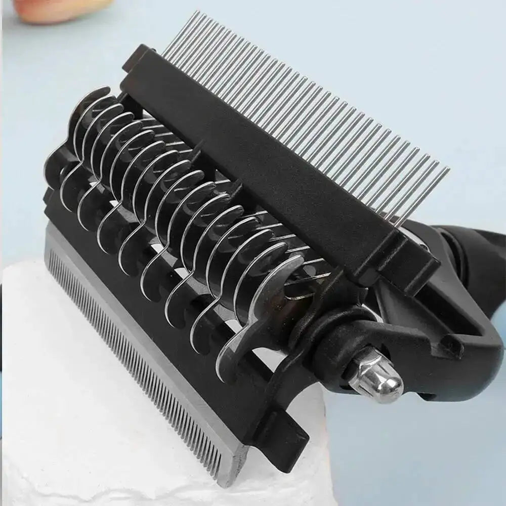 3-in-1 Pet De-shedding Brush – Dog & Cat Hair Remover, Detangling Comb and Fur Grooming Tool