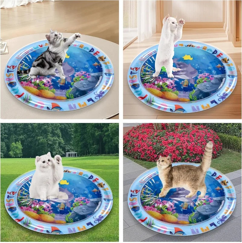 Pet Water Sensory Play Mat – Thickened Interactive Cooling Activity Pad for Cats & Dogs, Summer Indoor Play Toy