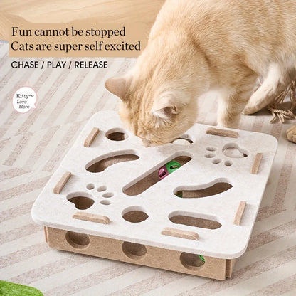 Interactive Cat Puzzle Toy Box – Felt Maze Tunnel with Bell Ball for Indoor Cat Entertainment & Enrichment