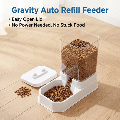 4L Automatic Pet Feeder & Water Dispenser Set – BPA-Free Non-Electric Gravity Food Station for Cats & Dogs