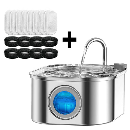 Automatic Cat Water Fountain 3.2L/108oz – Stainless Steel Pet Water Dispenser with Sensor, Ultra-Quiet Pump & Filter System