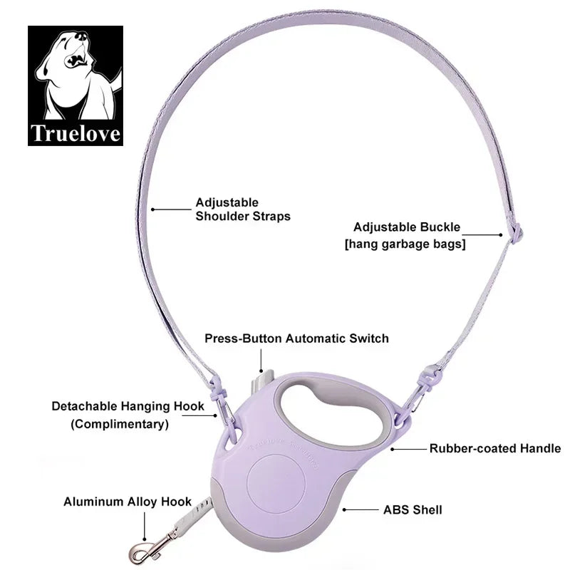 Truelove TLL5001 16FT Retractable Dog Leash – Tangle-Free Strong Nylon Tape with One-Hand Brake, Pause & Lock for Dogs & Cats