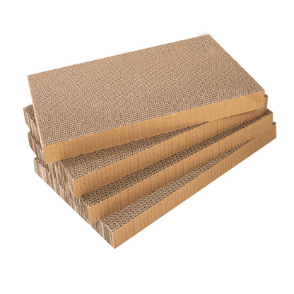 4-Pack Corrugated Cat Scratching Boards – Reversible Cardboard Scratch Pads with Catnip, 16.5 x 10.4 Inches for Indoor Cats