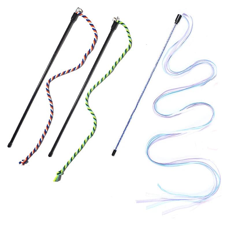 Interactive Cat Teaser Wand Toy – Chew & Chase Rope Stick for Cats, Kittens & Indoor Play