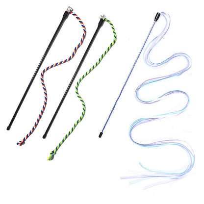 Interactive Cat Teaser Wand Toy – Chew & Chase Rope Stick for Cats, Kittens & Indoor Play