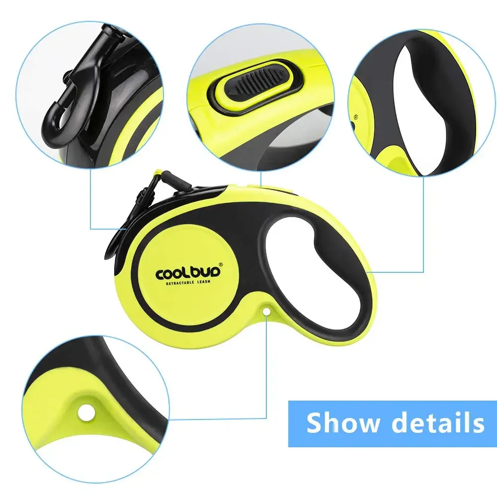 5M Automatic Retractable Dog Leash – Reflective Nylon Pet Walking Lead with Smooth Extension for Small, Medium & Large Dogs