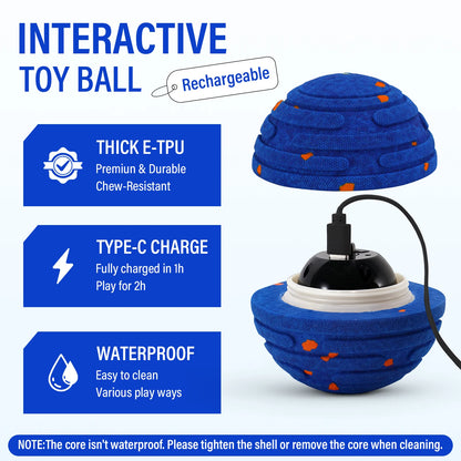 Smart Interactive Dog Toy Ball – Rechargeable Automatic Moving E-TPU Ball for Aggressive Chewers, Small & Medium Dogs