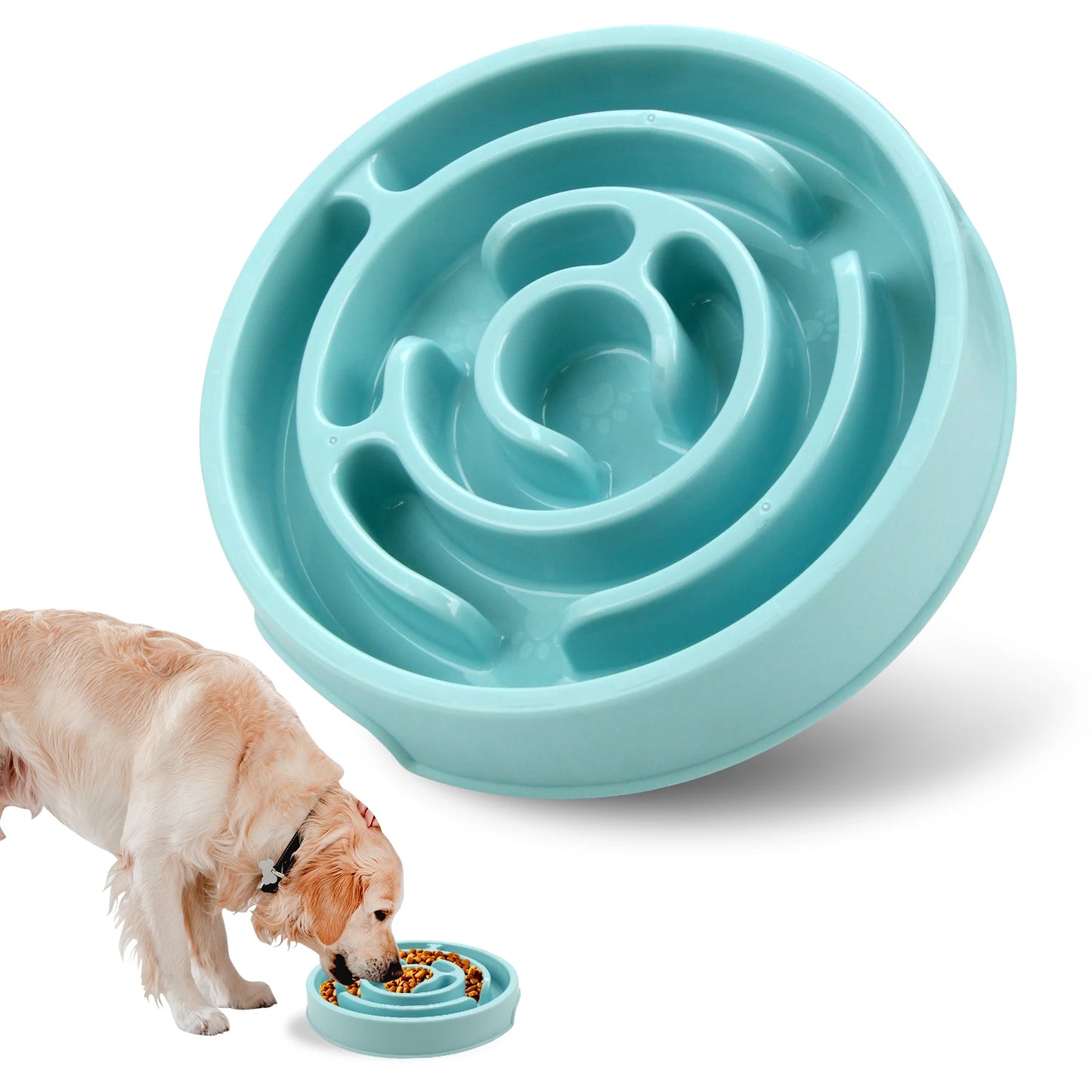 Slow Feeder Dog and Cat Bowl – Non-Slip Anti-Gulping Feeding Dish for Large, Medium & Small Dogs, Puppies and Cats