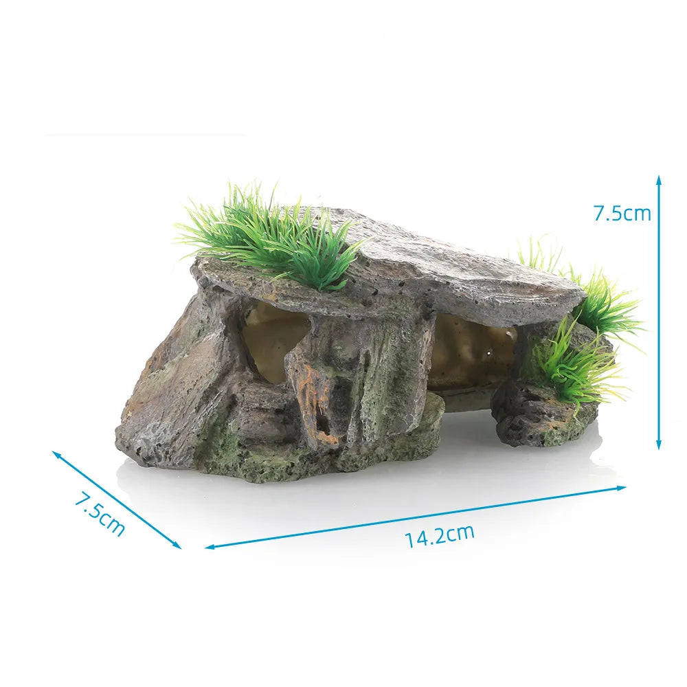 Reptile Hide Cave & Basking Platform – Resin Climbing Shelter for Turtles, Reptiles & Aquariums