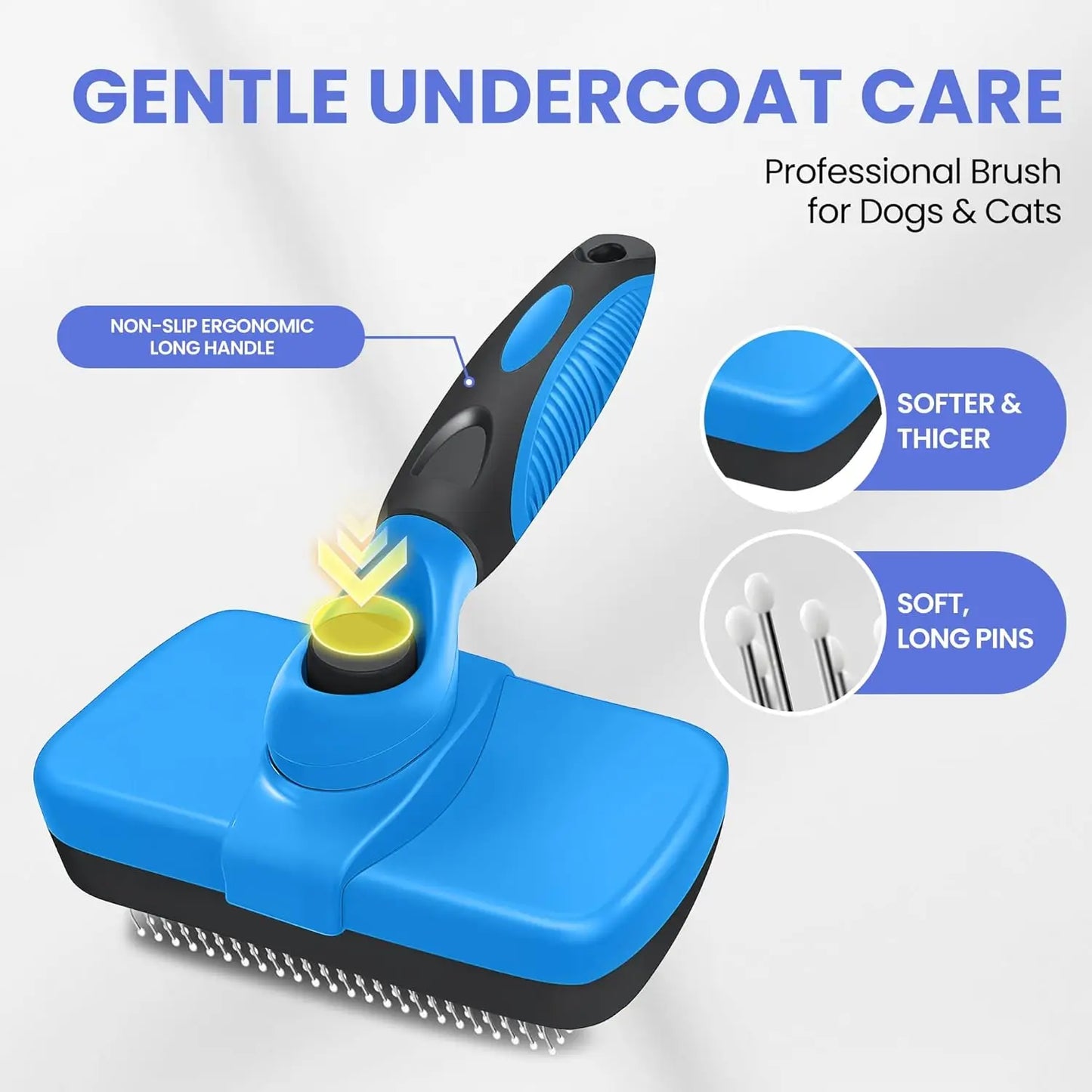 5-in-1 Self-Cleaning Pet Grooming Kit – Deshedding Brush for Dogs & Cats, Gentle on Skin, Easy Fur Removal (Blue)