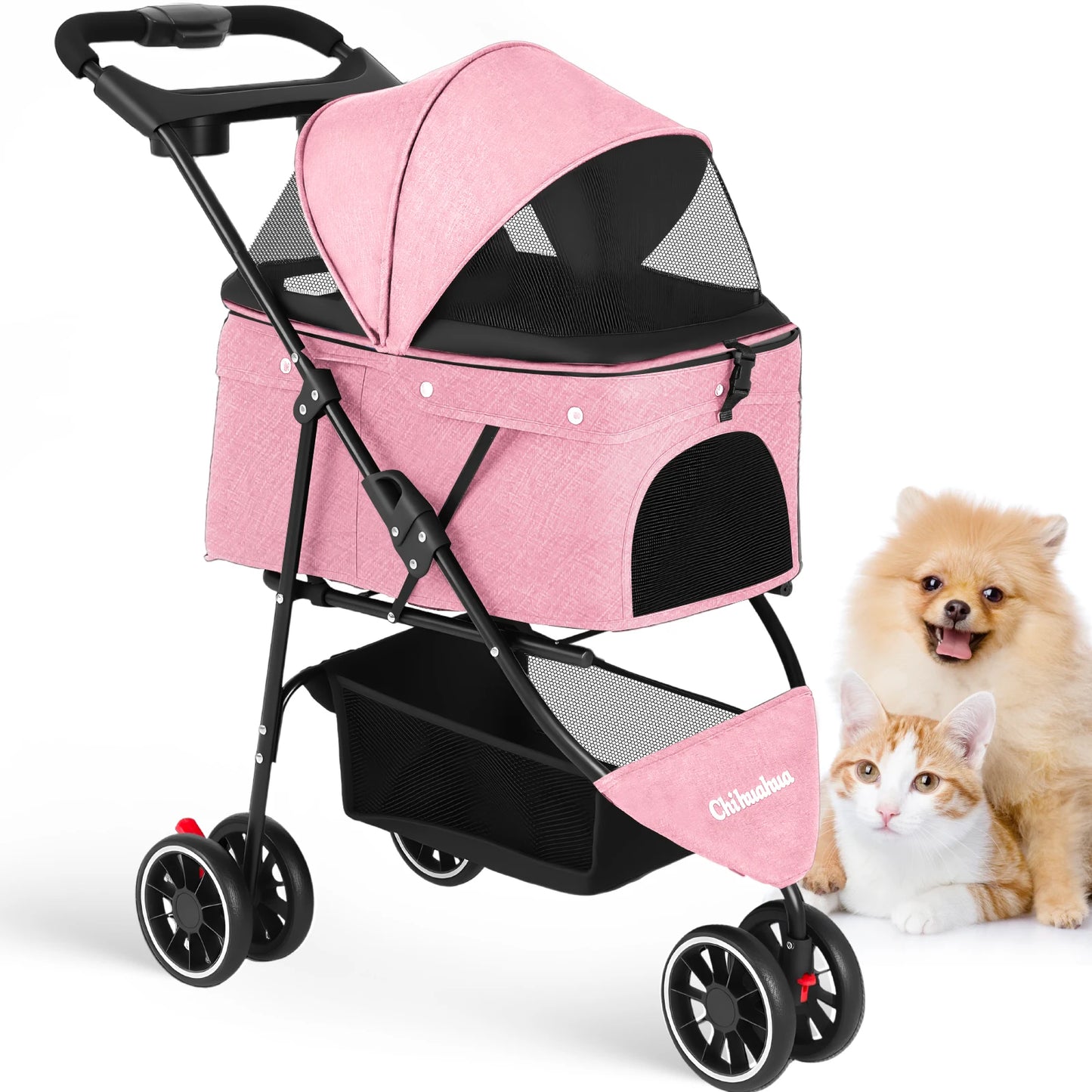 Foldable Pet Stroller – Portable Travel Stroller for Small Dogs, Puppies & Cats