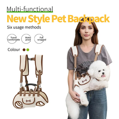 Portable Breathable Pet Carrier Backpack with Harness & Leash – Crossbody Travel Bag for Cats and Small Dogs