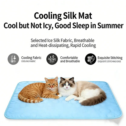 Ice Silk Pet Cooling Mat – Waterproof Self-Cooling Sleeping Pad, Washable Anti-Slip Bed for Dogs & Cats