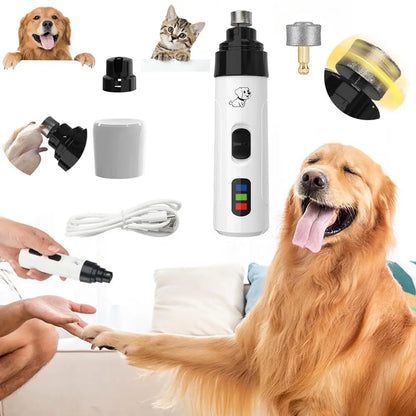 USB Rechargeable Electric Pet Nail Grinder – Painless Nail Trimmer for Small & Large Dogs and Cats