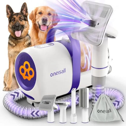 Dog Grooming Vacuum Kit – 15000Pa Pet Hair Grooming System with Shedding Brush, Low-Noise Suction & 1.5L Dust Cup for Thick Coats and Undercoats