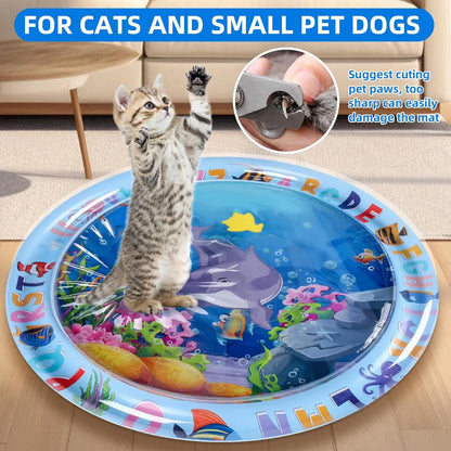Pet Water Sensory Play Mat – Thickened Interactive Cooling Activity Pad for Cats & Dogs, Summer Indoor Play Toy
