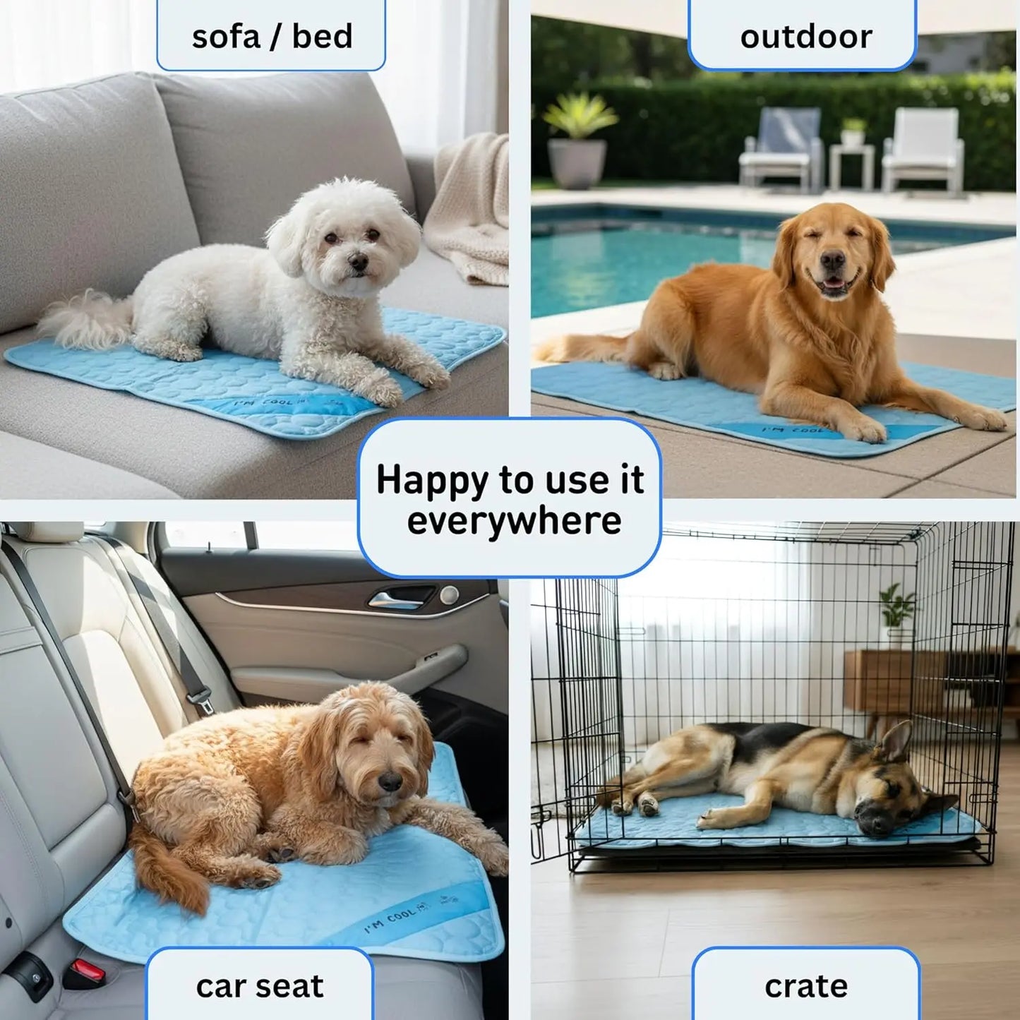 Extra Large Self-Cooling Dog Mat – Washable No Water Cooling Pad for Summer, Indoor & Outdoor Pet Use