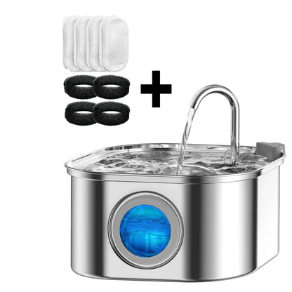 Automatic Cat Water Fountain 3.2L/108oz – Stainless Steel Pet Water Dispenser with Sensor, Ultra-Quiet Pump & Filter System