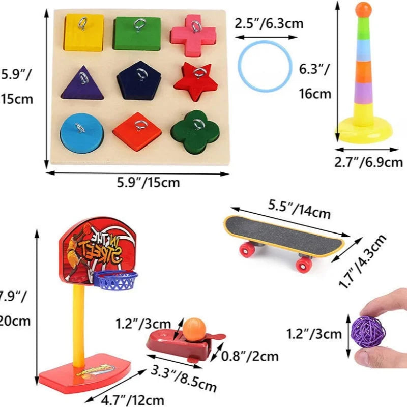 Parrot Toy Set – Interactive Bird Cage Toy Combination with Chewing, Climbing & Play Accessories for Parrots & Pet Birds