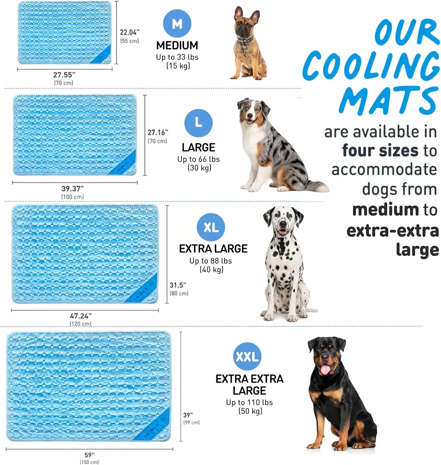 Extra Large Self-Cooling Dog Mat – Washable No Water Cooling Pad for Summer, Indoor & Outdoor Pet Use