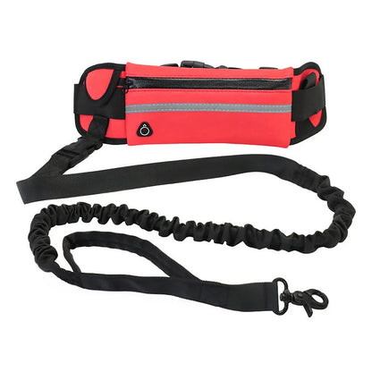 Hands-Free Reflective Dog Leash with Waist Bag – Retractable Elastic Running & Walking Lead for Dogs