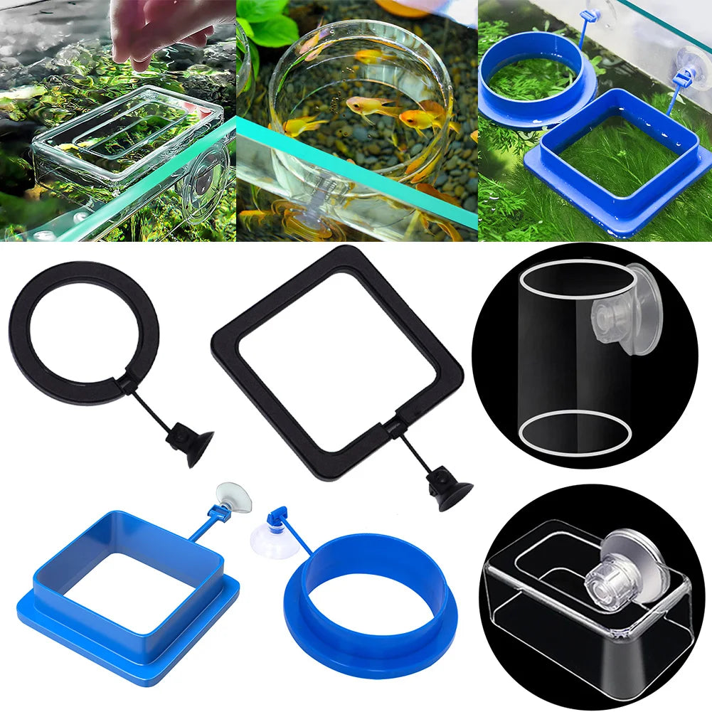 Aquarium Suction Cup Ring Feeder – Floating Fish Feeding Station & Food Tray for Fish Tanks