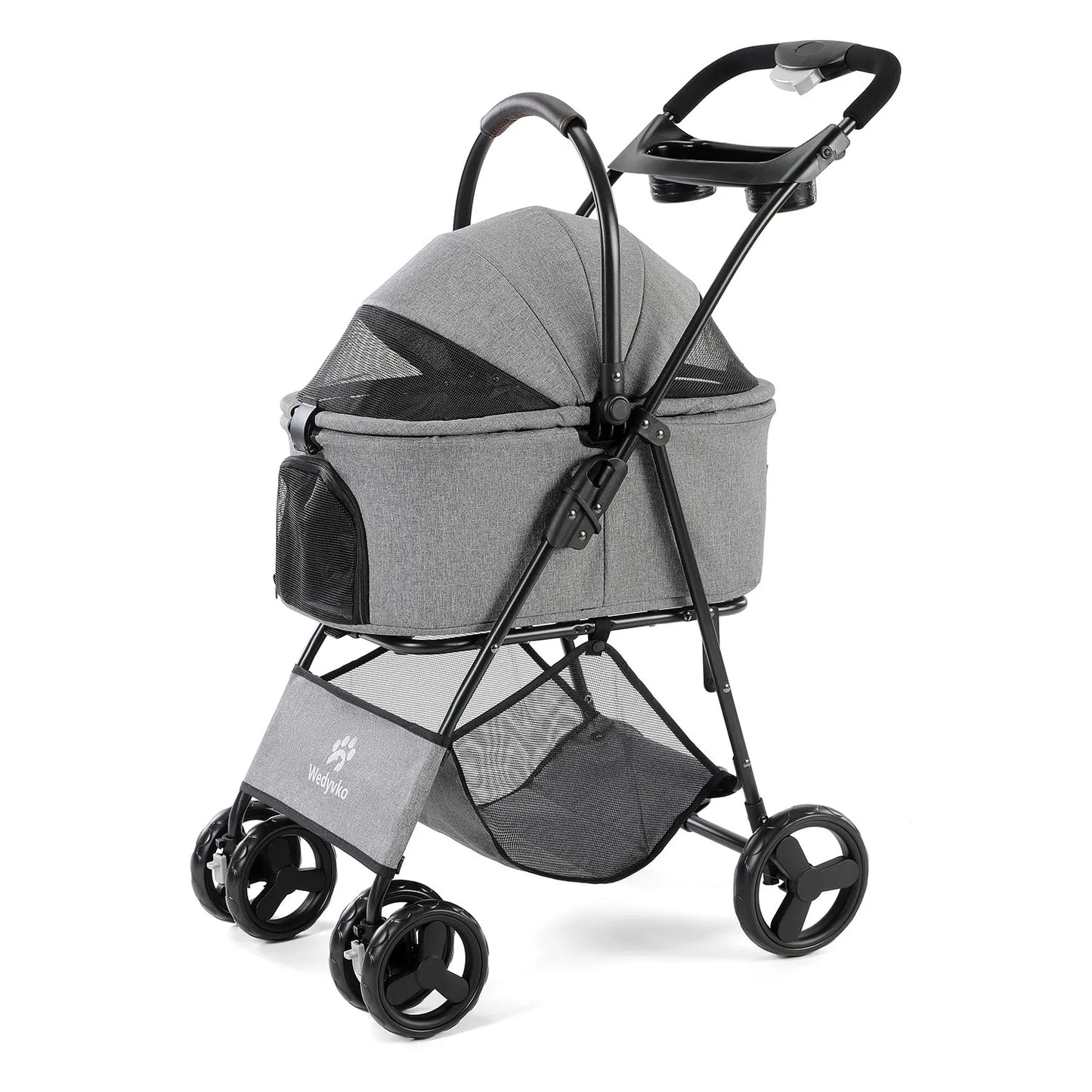 3-in-1 Pet Stroller with Removable Carrier – Foldable All-Terrain Stroller with Sunshade for Small & Medium Dogs and Cats