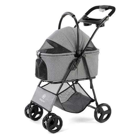 3-in-1 Pet Stroller with Removable Carrier – Foldable All-Terrain Stroller with Sunshade for Small & Medium Dogs and Cats