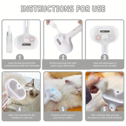 Pet Spray Grooming Comb – Water Mist Hair Remover & Dematting Brush for Cats and Dogs