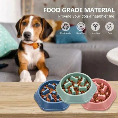 Slow Feeder Dog & Cat Bowl – Non-Slip Slow Eating Food Dish, Choke-Resistant PP Bowl for Small Dogs & Cats
