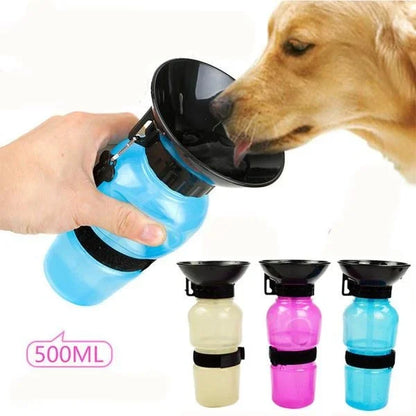 500ml Portable Dog Water Bottle – Outdoor Travel Pet Drinking Cup & Feeder Bowl for Dogs & Cats