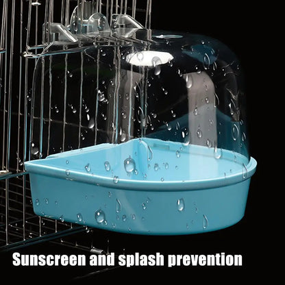 Clear Hanging Bird Bath for Cages – Transparent Bathtub for Parakeets, Budgies, Canaries & Cockatiels