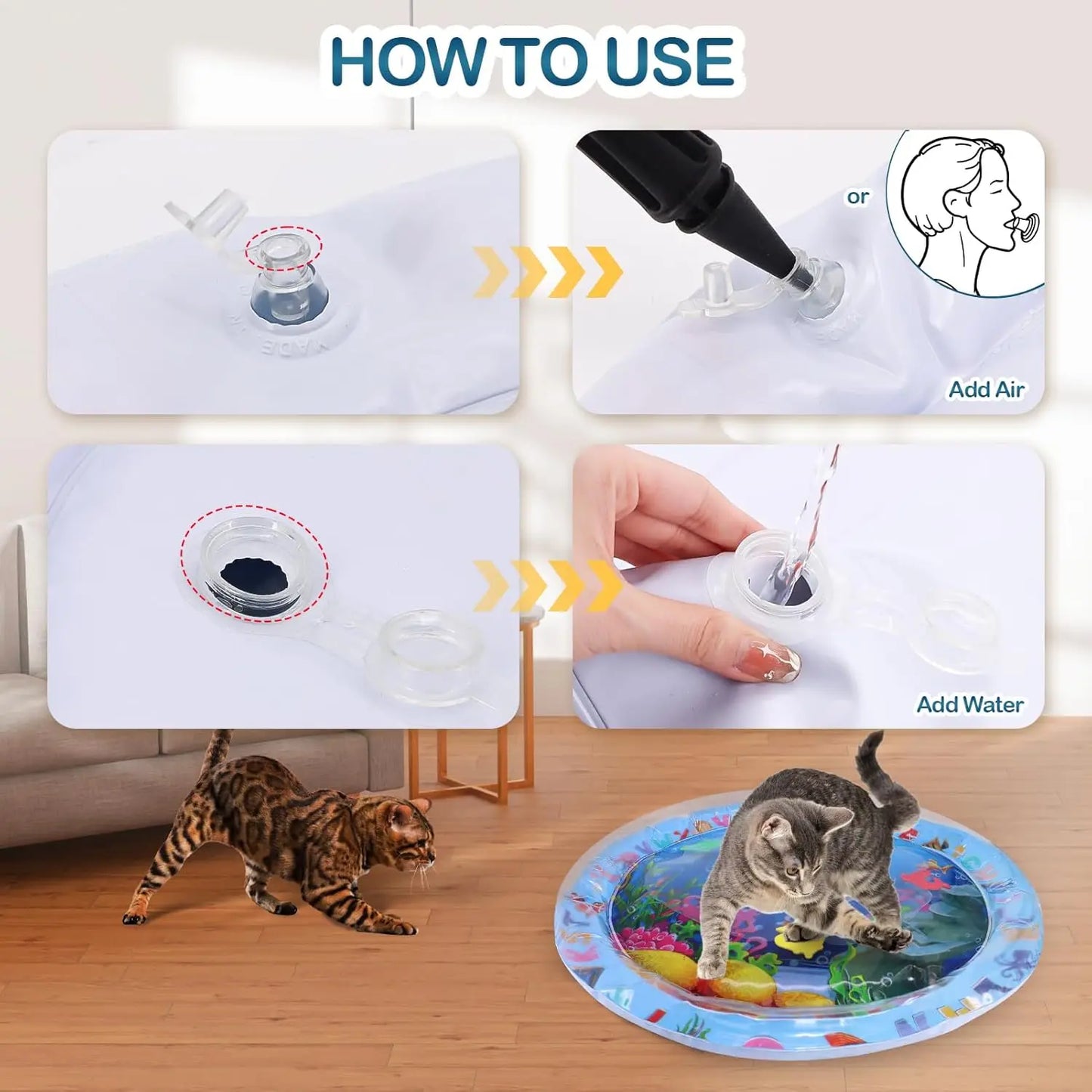 Pet Water Sensory Play Mat – Thickened Interactive Cooling Activity Pad for Cats & Dogs, Summer Indoor Play Toy