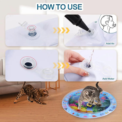 Pet Water Sensory Play Mat – Thickened Interactive Cooling Activity Pad for Cats & Dogs, Summer Indoor Play Toy