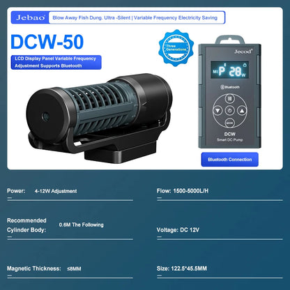 Jebao Jecod DCW Series Bluetooth Cross-Flow Aquarium Pump – App-Controlled DC Water Circulation Pump for Marine & Freshwater Fish Tanks