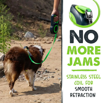 Retractable Dog Leash 16 ft – Reflective Nylon Tape Lead with Tangle-Free Swivel Clip