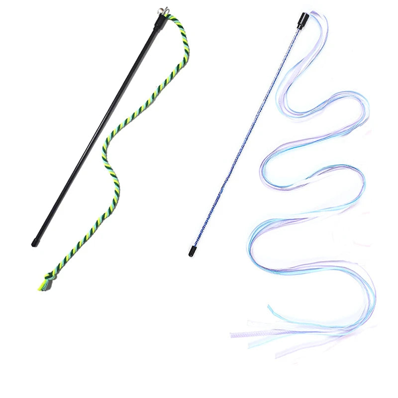 Interactive Cat Teaser Wand Toy – Chew & Chase Rope Stick for Cats, Kittens & Indoor Play