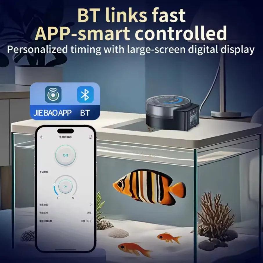 Jebao Jecod DRF Automatic Fish Tank Feeder BT Remote Control with Digital Timing Feeding Food Dispenser for Aquarium Pet Fish