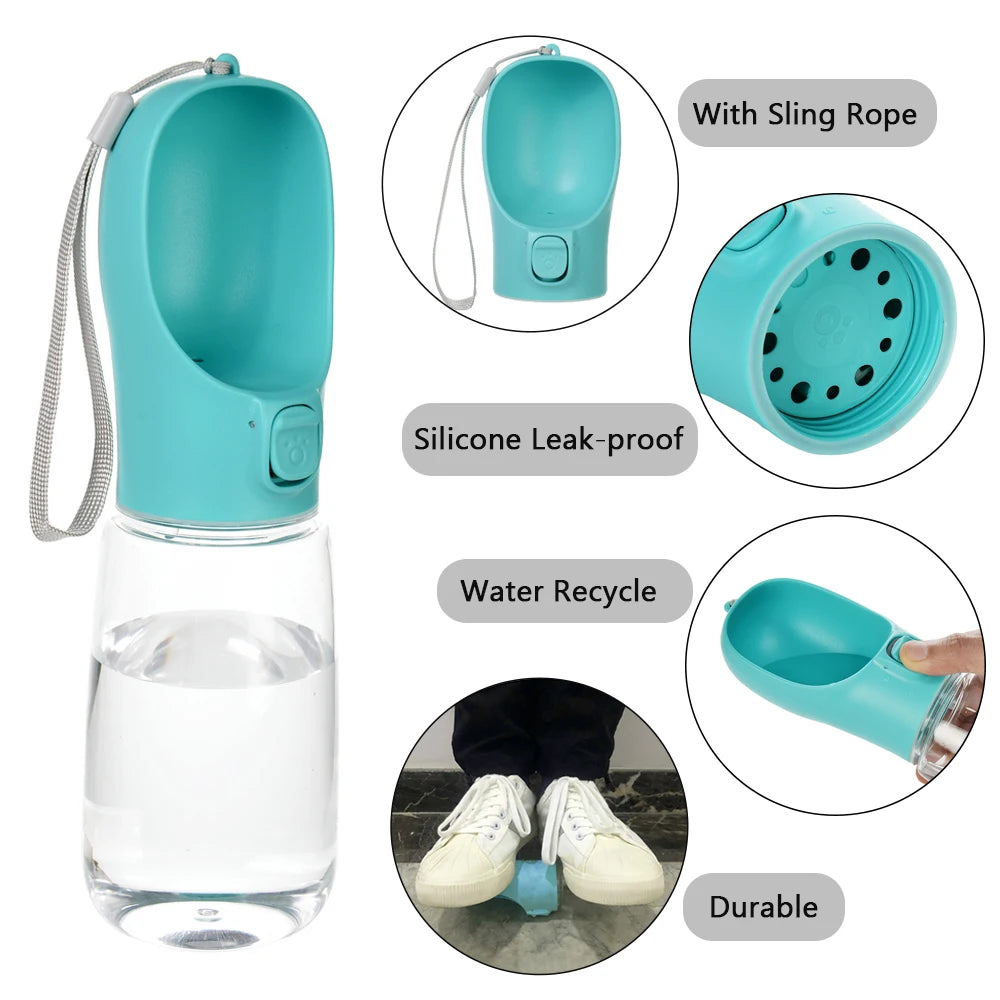 550ml Portable Dog Water Bottle – Outdoor Travel Drinking Bowl for Small, Medium Dogs, Puppies & Cats