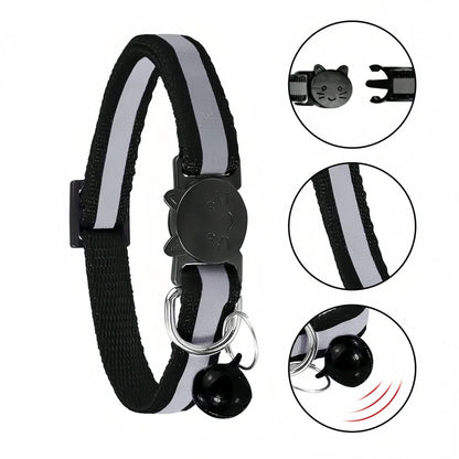 13 Colors Custom Engraved Reflective Cat Collar with Safety Buckle & Bell, Adjustable Personalized Pet Collar for Small Cats