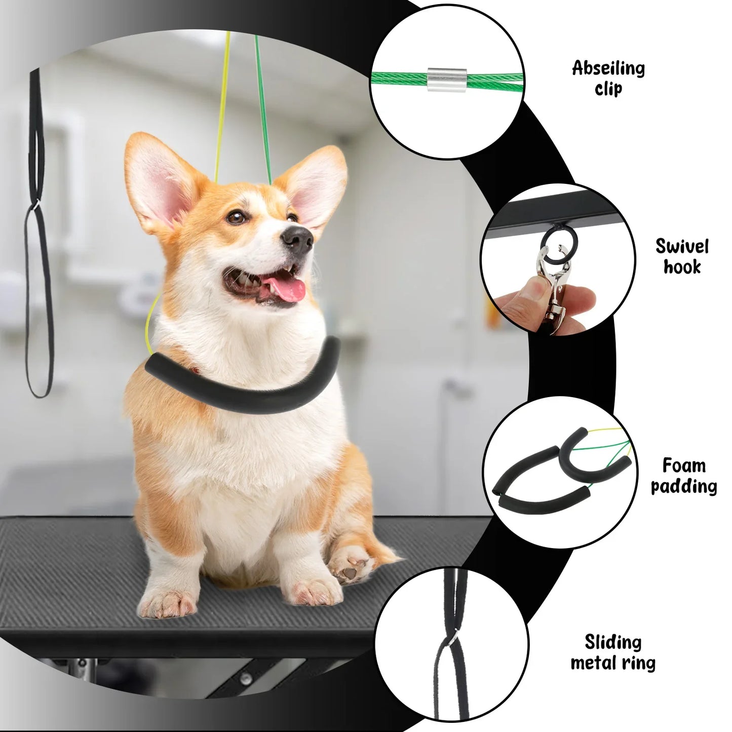 Adjustable Dog Grooming Table Arm with Clamp – Iron Pet Grooming Stand for Haircuts, Trimming & Nail Clipping