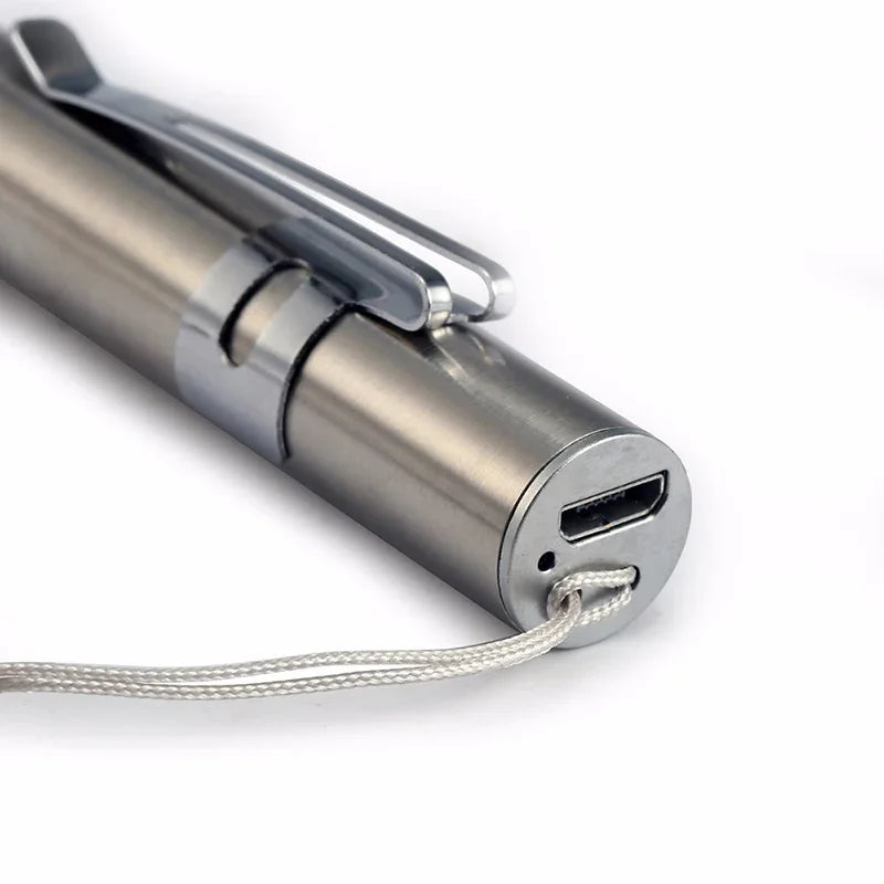 USB Rechargeable LED Pen Light – Portable Medical Inspection Flashlight with Stainless Steel Clip for Nurses, Doctors & Veterinary Use