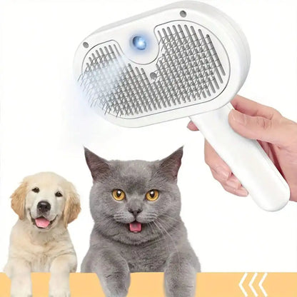 3-in-1 Self-Cleaning Pet Grooming Brush with Mist Function – Rechargeable Anti-Static Slicker Brush for Dogs & Cats, Fur Removal, Detangling & Massage