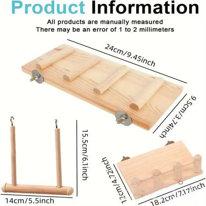 Natural Wooden Bird Perch Platform – Durable Exercise & Play Stand for Parrots, Parakeets & Other Pet Birds